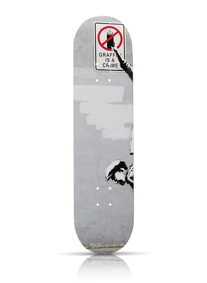 BANKSY (after) 'Graffiti is a Crime' (2019) Diptych Skateboard Deck Set