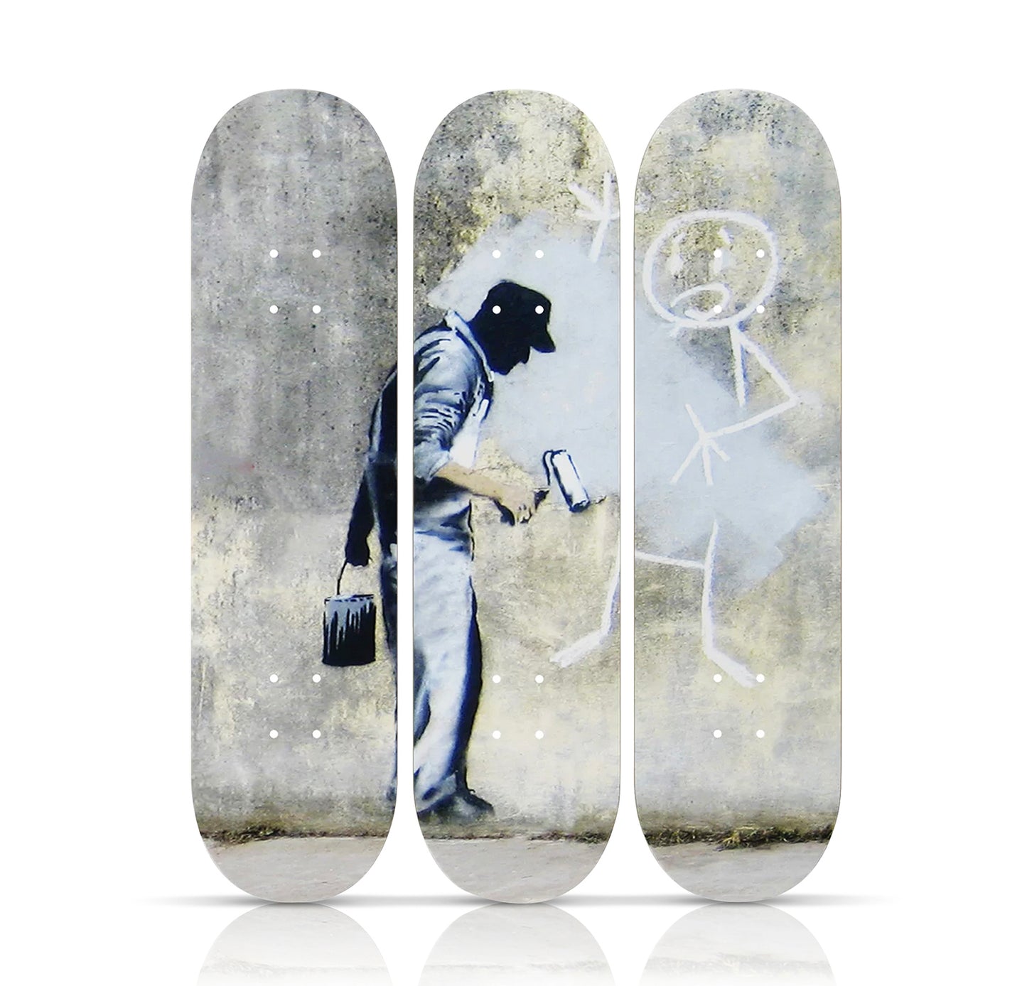 BANKSY (after) 'Grey Ghost' (2019) Triptych Skateboard Deck Set