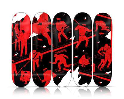 CLEON PETERSON 'Rule of Law' (2022) HAND-SIGNED Polyptych Skateboard Deck Set