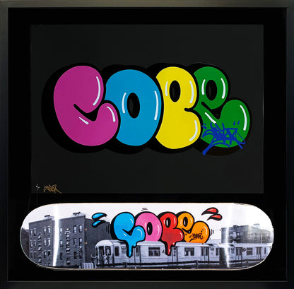 COPE2 'Iconic Bubble' Framed Screen Print + Skateboard Deck