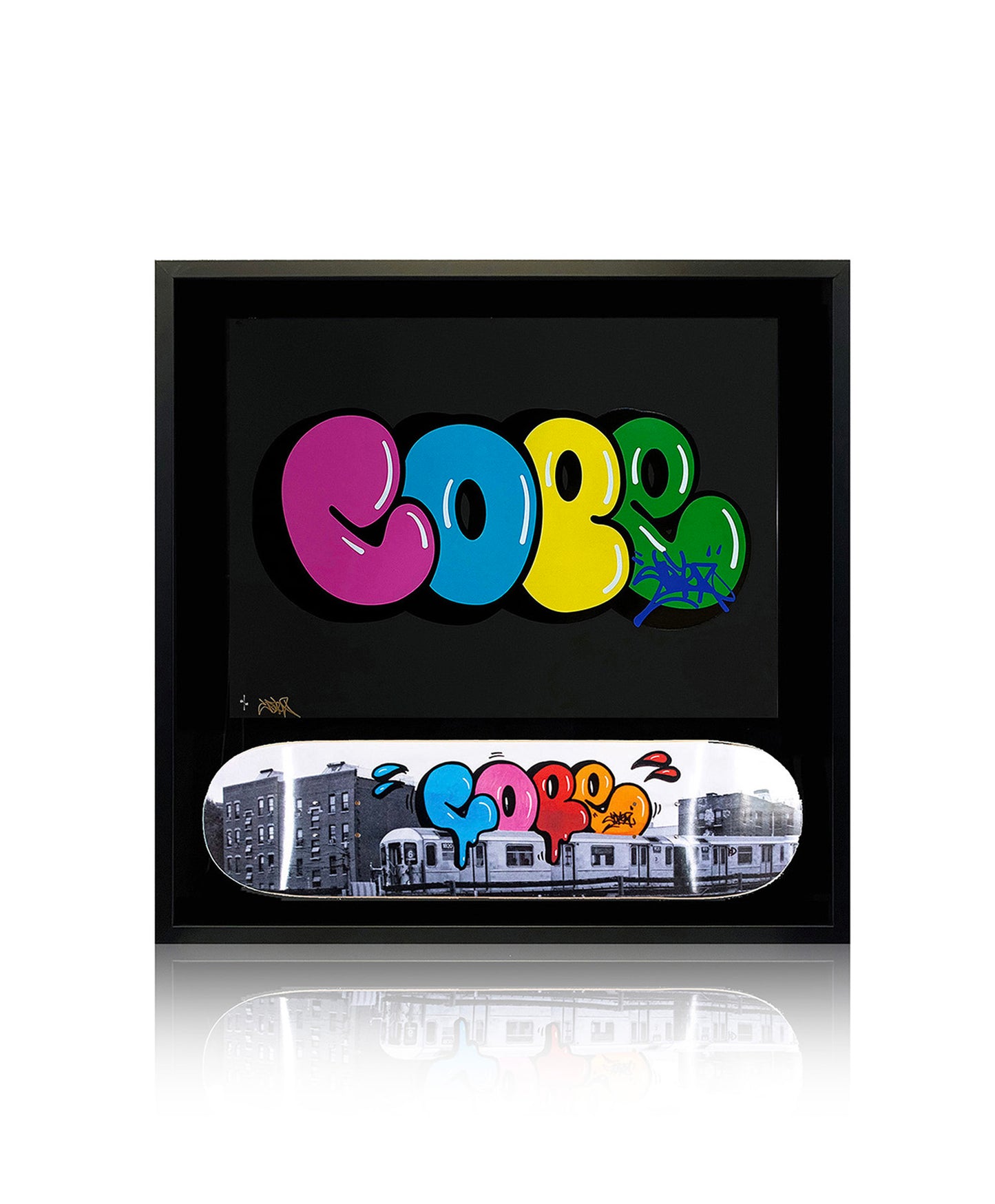COPE2 'Iconic Bubble' Framed Screen Print + Skateboard Deck