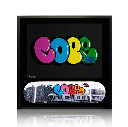 COPE2 'Iconic Bubble' Framed Screen Print + Skateboard Deck