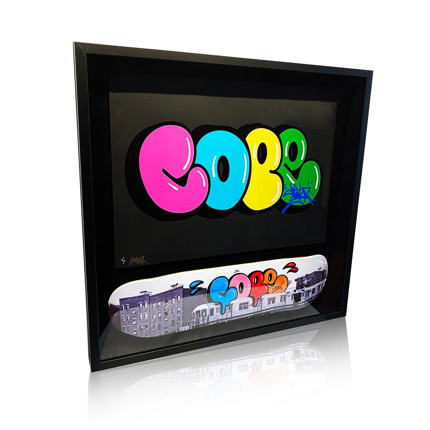 COPE2 'Iconic Bubble' Framed Screen Print + Skateboard Deck
