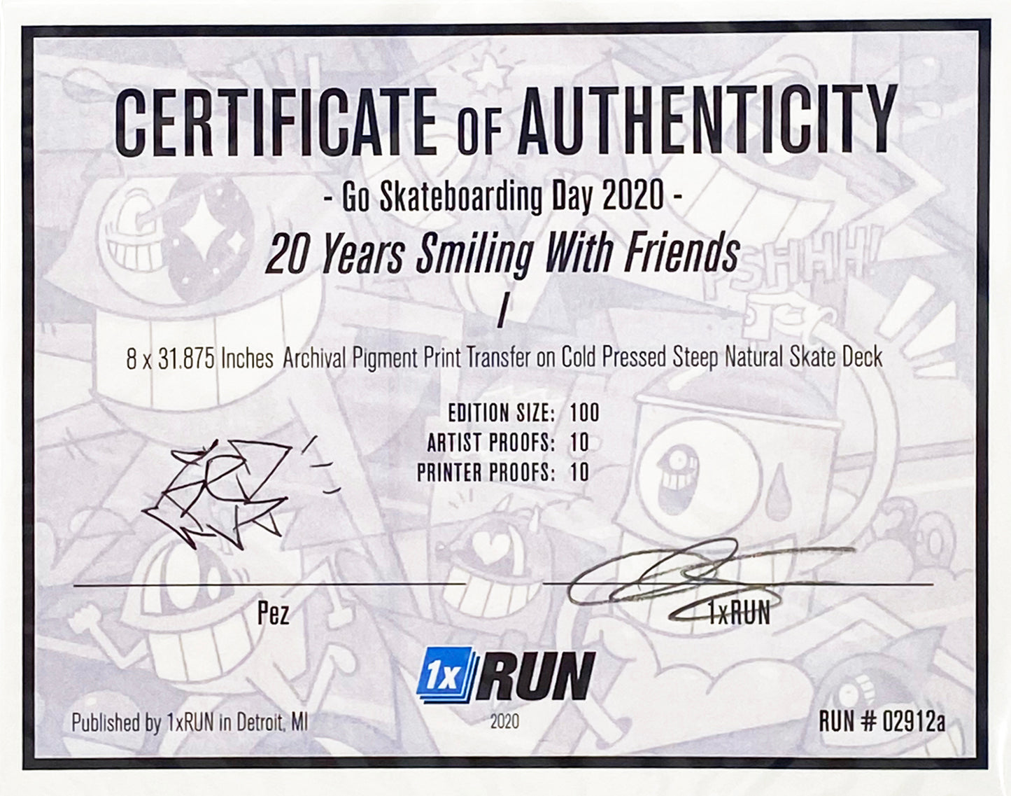 EL PEZ x 1xRUN '20 Years Smiling...' (2020) Skateboard Deck (I)