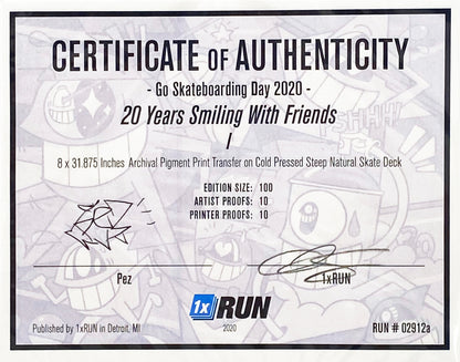 EL PEZ x 1xRUN '20 Years Smiling...' (2020) Skateboard Deck (I)