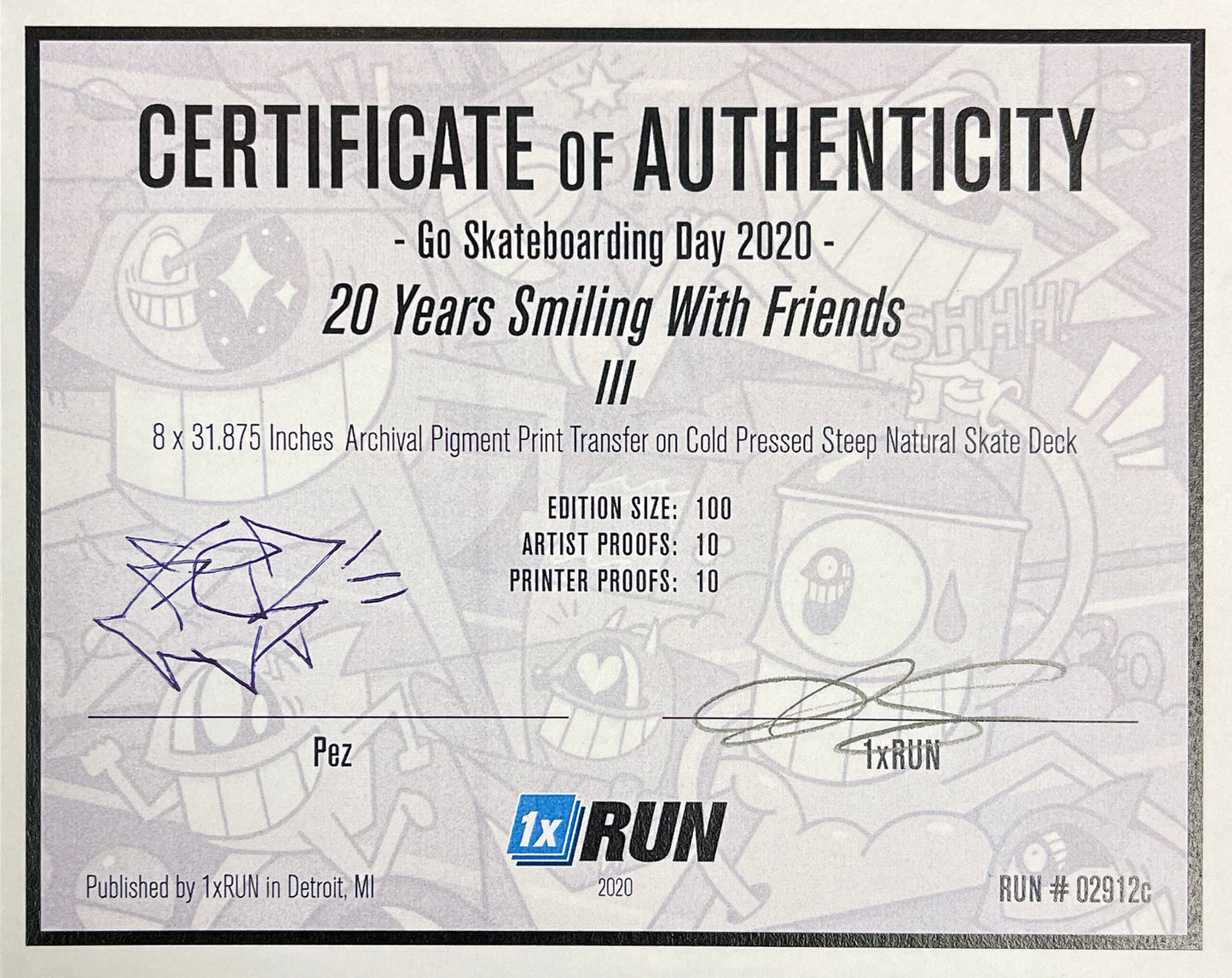 EL PEZ x 1xRUN '20 Years Smiling...' (2020) Skateboard Deck (III)