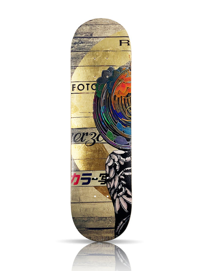 GARETH TRISTAN EVANS 'Sphinx Mekhat #2' (2021) Gold Leaf Triptych Skateboard Deck Set