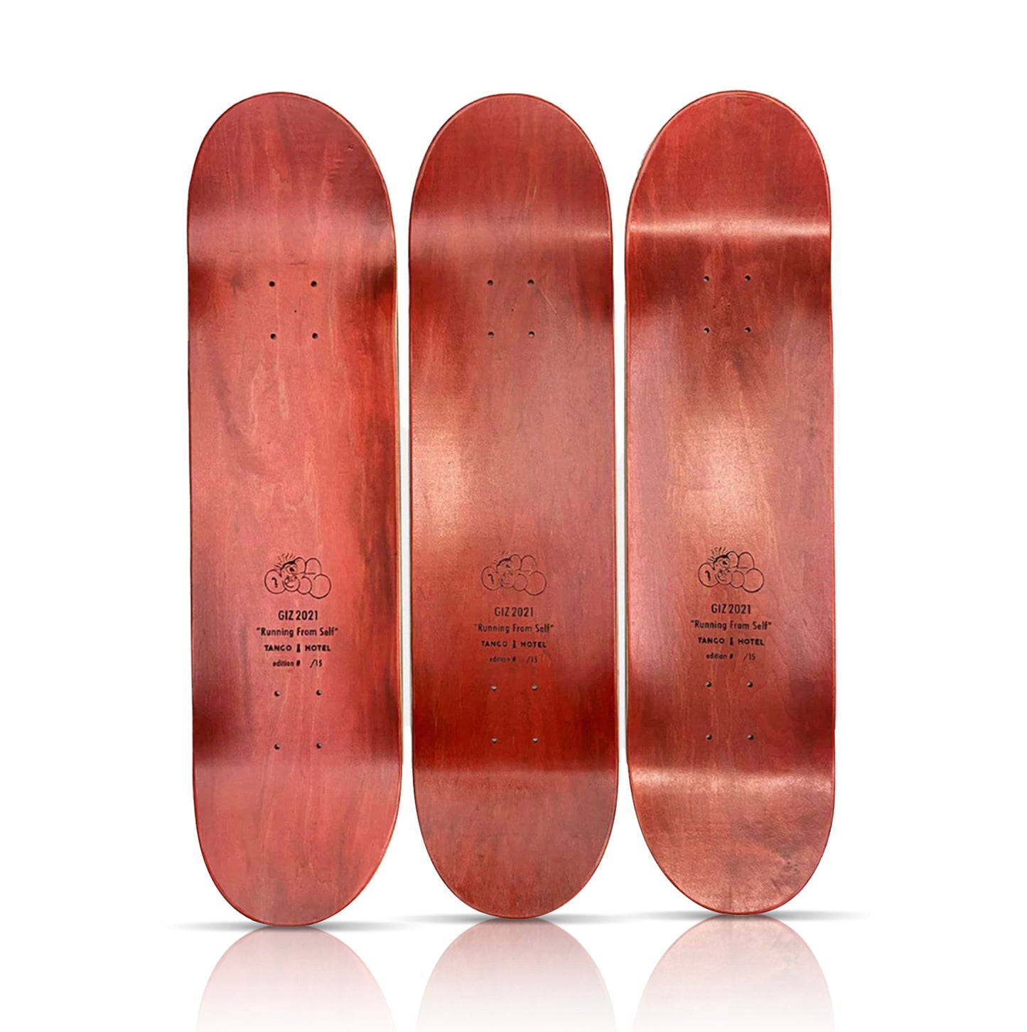 GIZ NYC 'Running from Self' (2021) Triptych Skateboard Deck Set