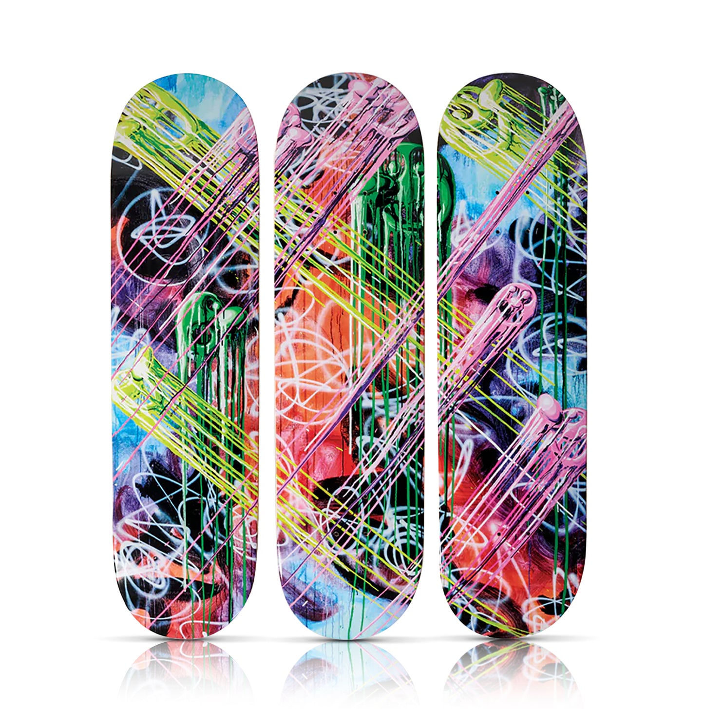 KENNY SCHARF 'Drip City' (2022) Triptych Skateboard Deck Set