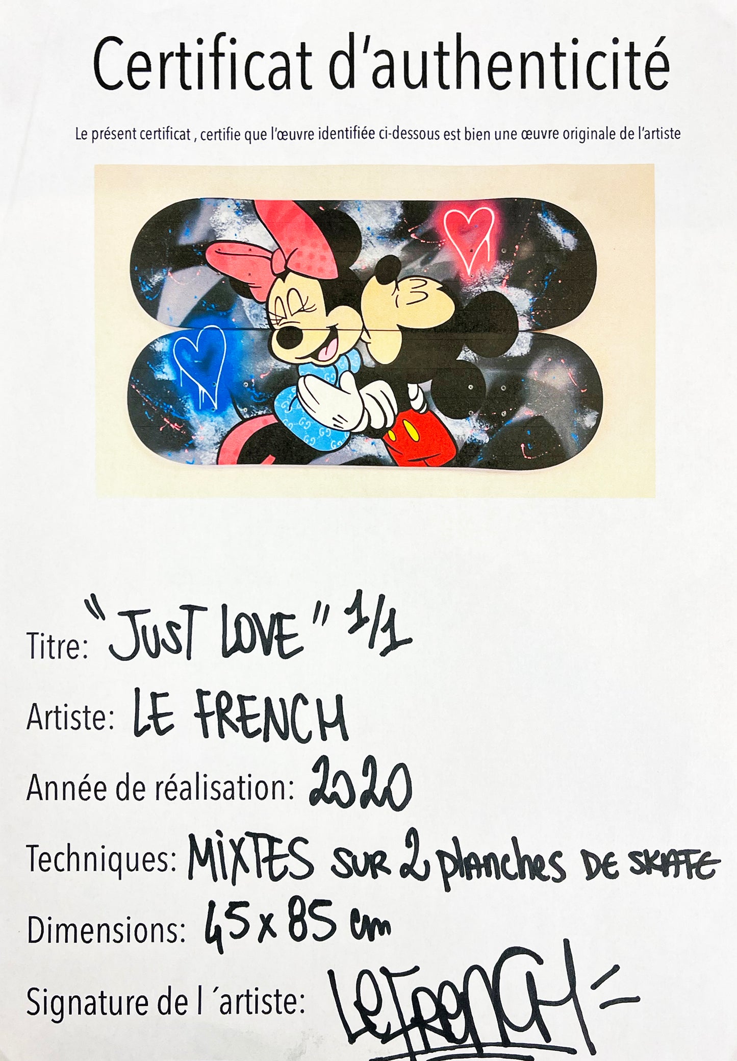 LE FRENCH 'Just Love' (2020) Original Diptych Skateboard Deck Set