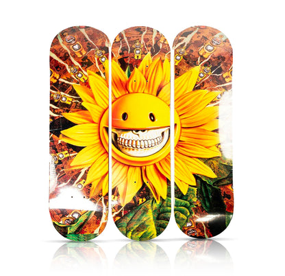 RON ENGLISH 'Sunflower Grin' (2020) Skateboard Deck Set (triptych)