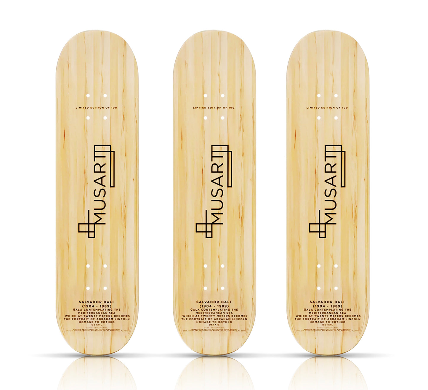SALVADOR DALI (after) 'Gala Contemplating the Mediterranean' (2020) Triptych Skateboard Deck Set