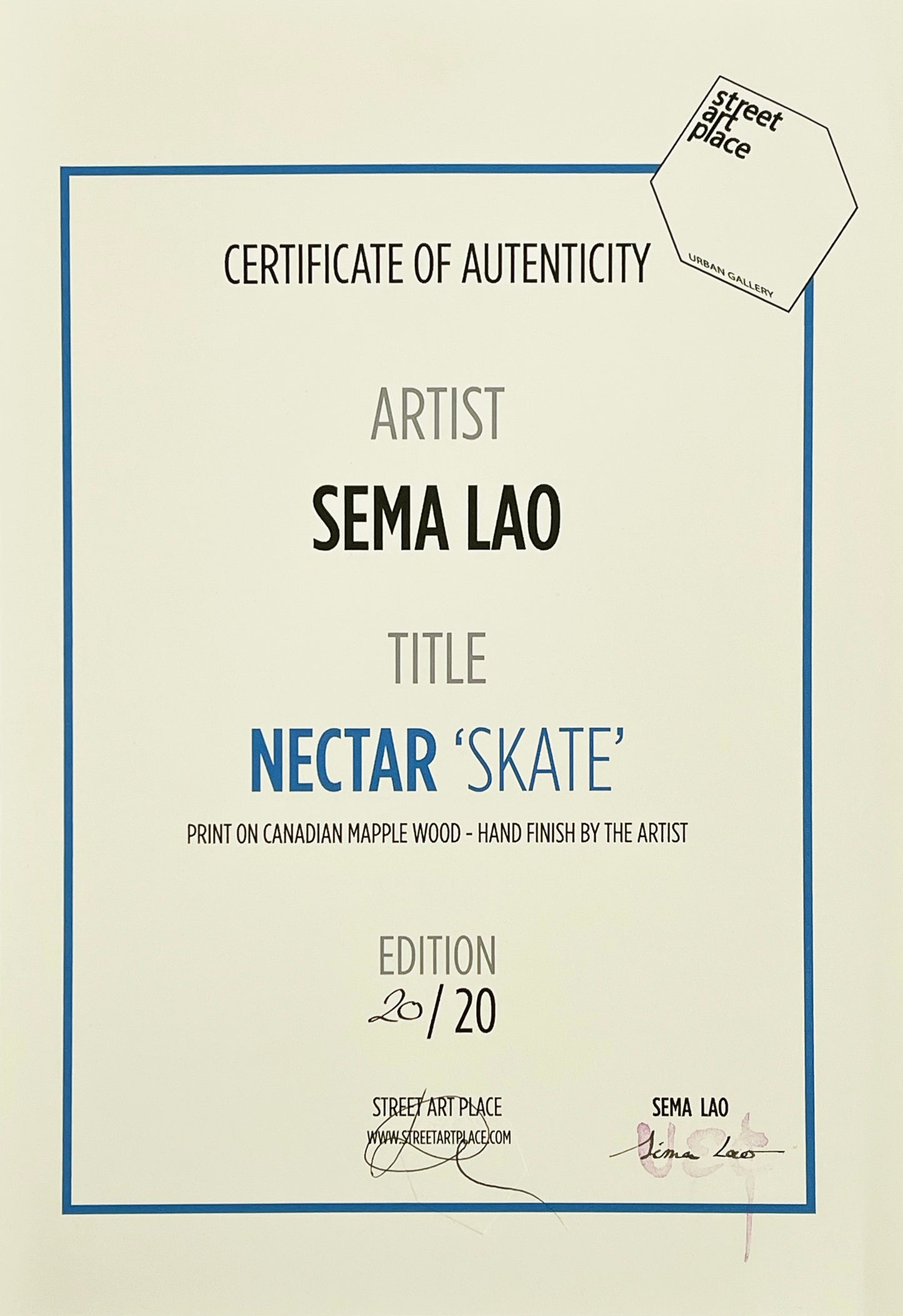 SEMA LAO x Street Art Place 'Nectar' (2021) Hand-Finished Skateboard Deck