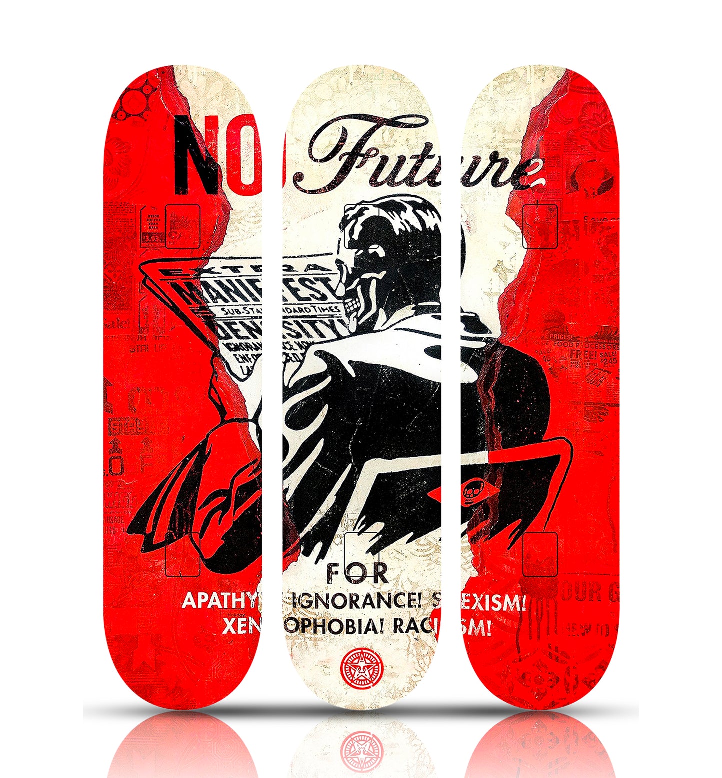 SHEPARD FAIREY 'No Future' (2017) Triptych Skateboard Deck Set