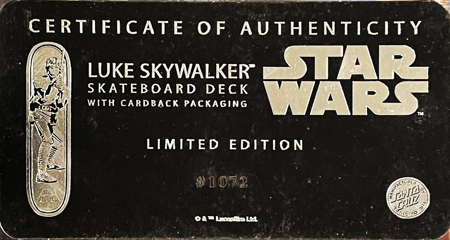 STAR WARS x Santa Cruz 'Luke Skywalker' (2014) LE Skateboard Deck