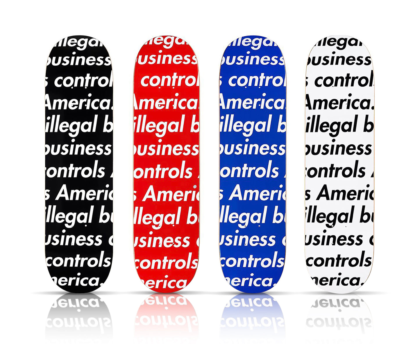 SUPREME 'Illegal Business Controls America' (2017) Quadriptych Skateboard Deck Set