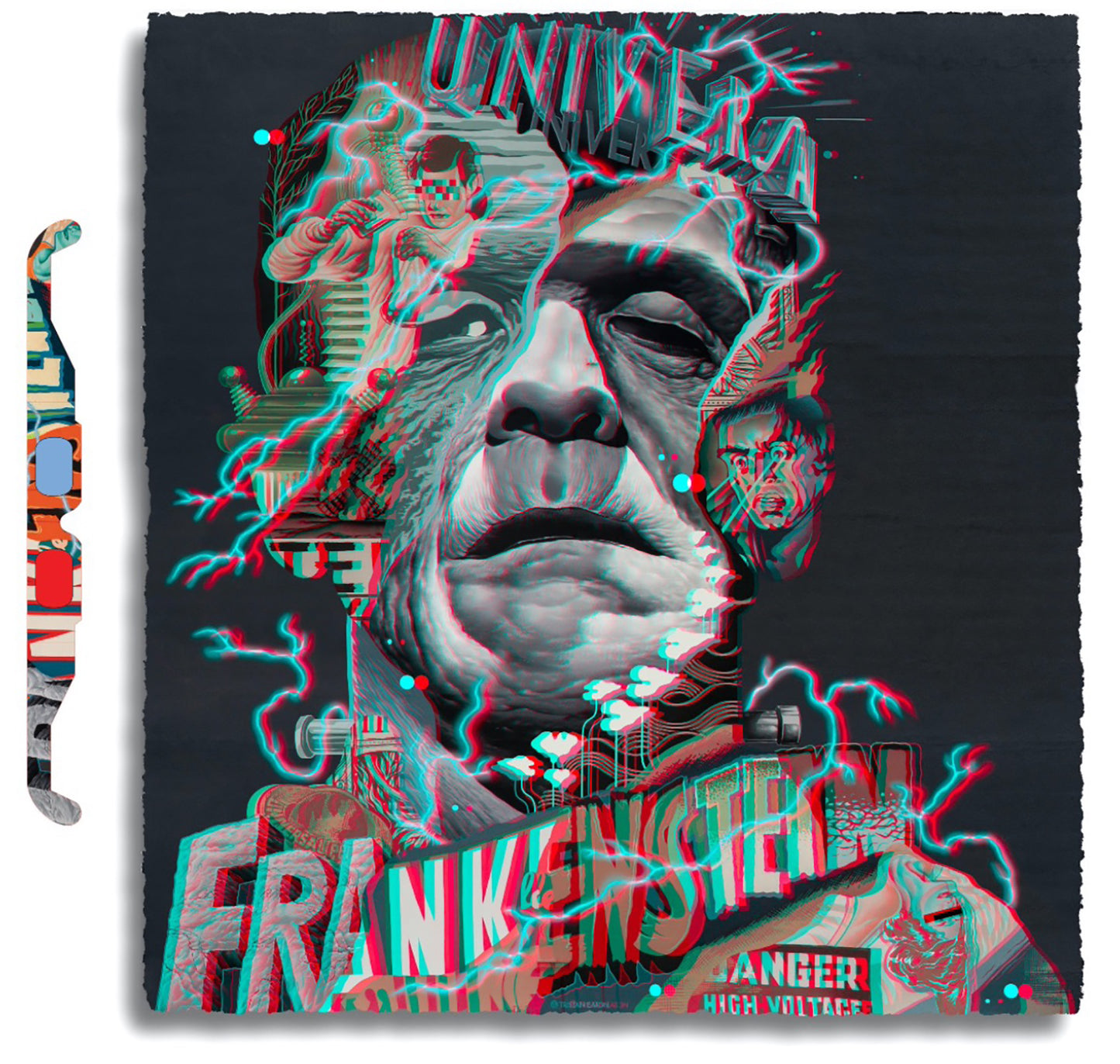 TRISTAN EATON '3D Frankenstein' Framed Screen Print + Skateboard